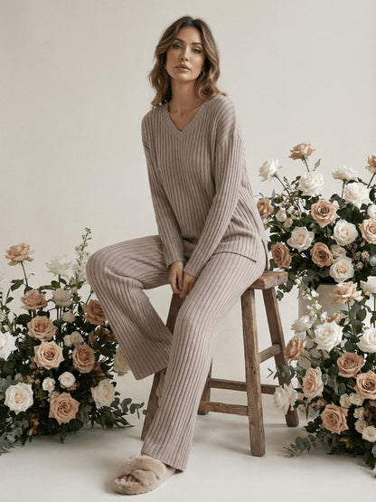 Ensemble loungewear femme en maille côtelée | Confort ultime & élégance effortless